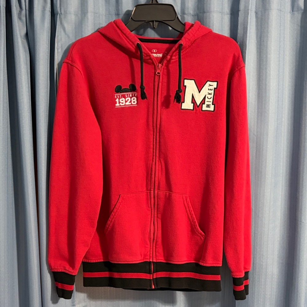 Disneyland Paris Mickey Cast Member Red Zip-Up Hoodie Jacket Women’s Size Small